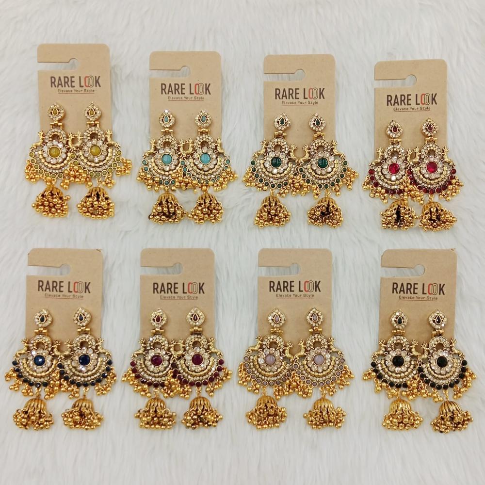 Dhwani Trendy Pota Stone And Pearl Jhumki Earrings- (Pack of 8)