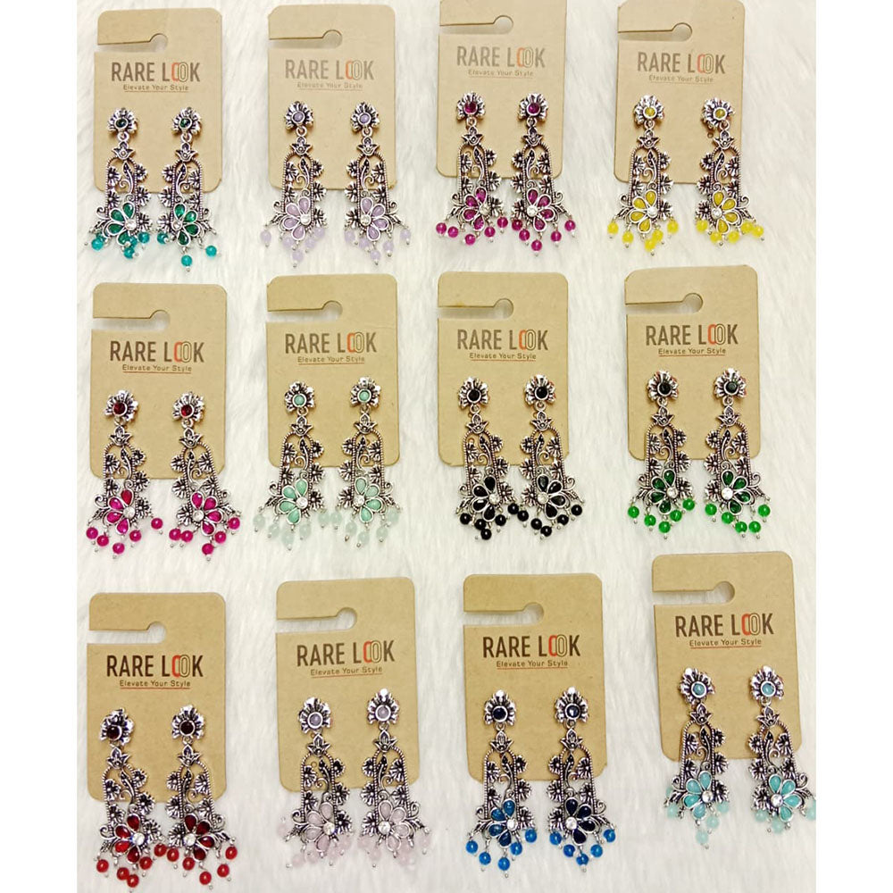Dhwani Luxury Pota Stone And Beads Dangler Earrings(Pack of 12)