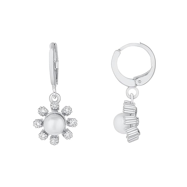 Etnico Silver Plated CZ American Diamond Chain Pendent Jewellery Set for Women