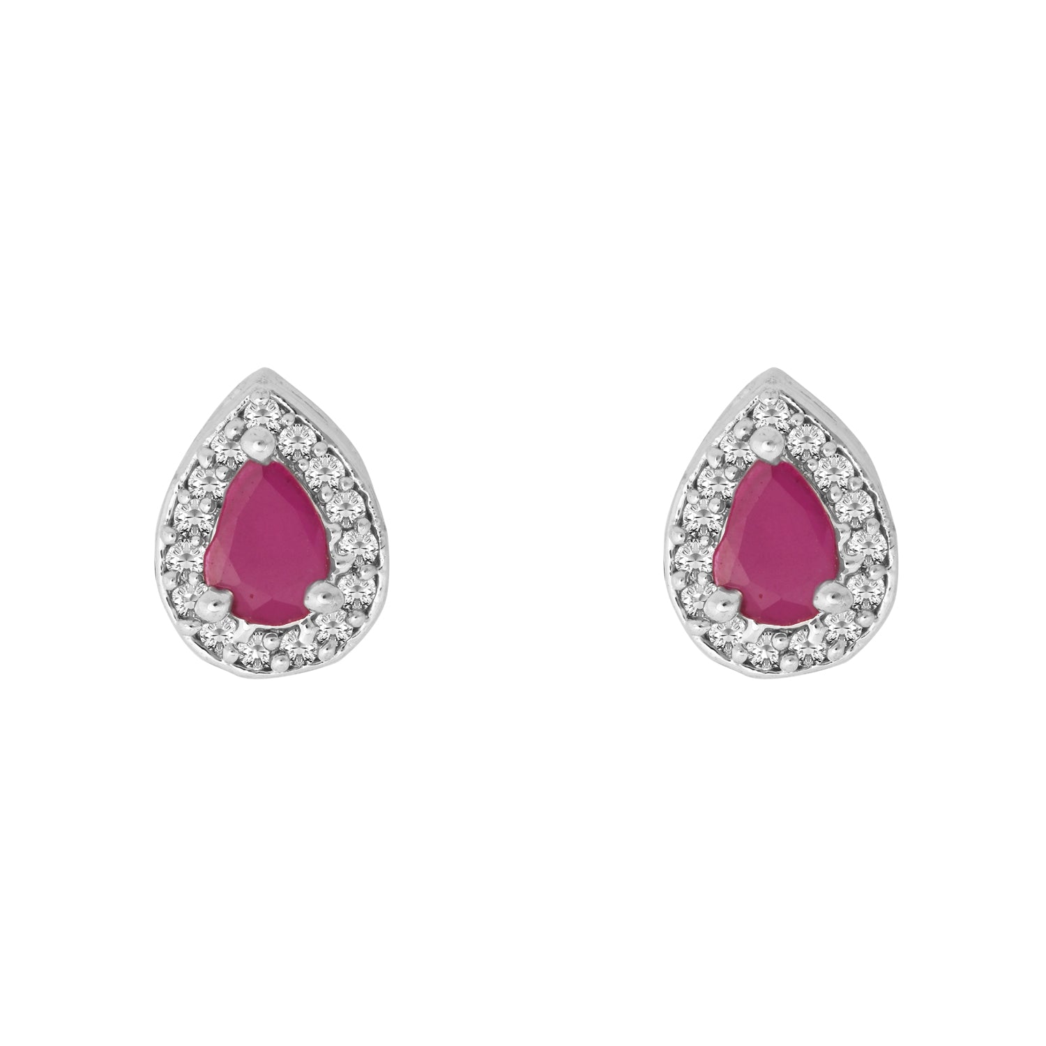 Etnico Latest Stylish Silver Plated CZ American Diamond Teardrop Pendant Set For Women