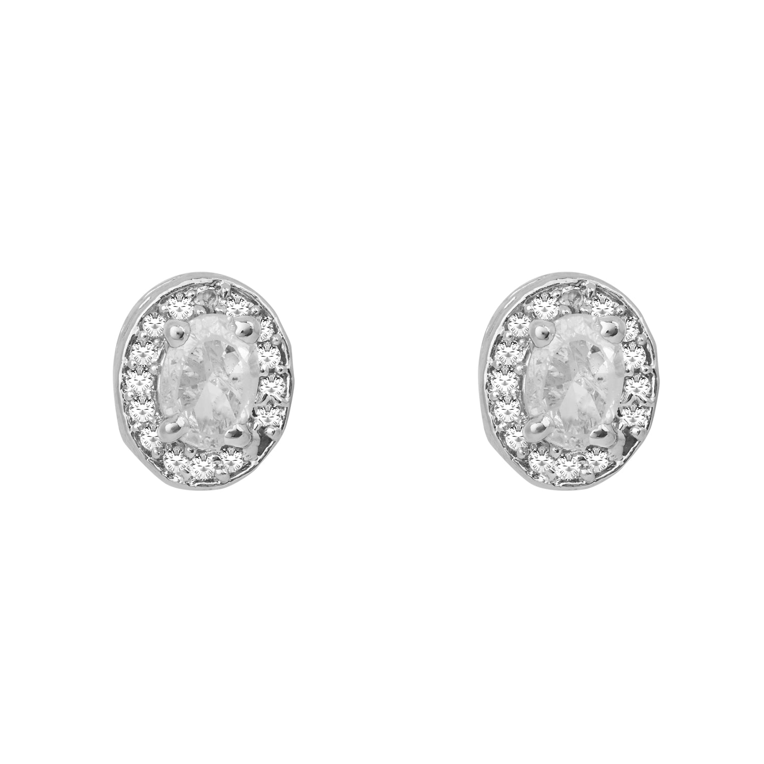 Etnico Latest Stylish Silver Plated CZ American Diamond Teardrop Pendant Set For Women