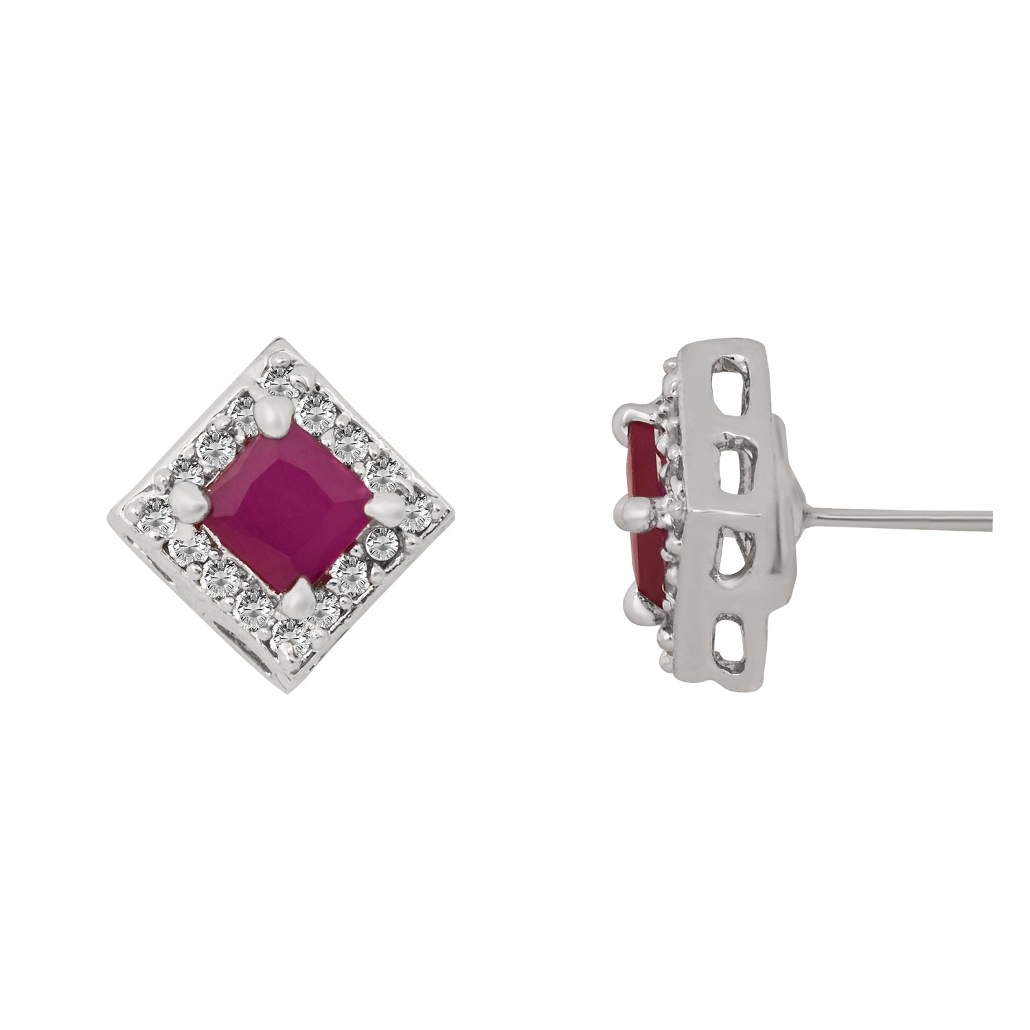 Etnico Latest Stylish Silver Plated CZ American Diamond Pendant Set For Women