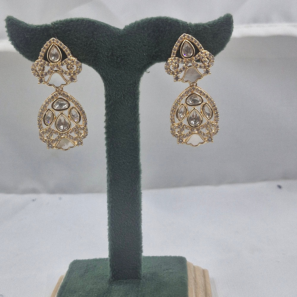 Chiccharm Jewellery Classic Polki Kundan Stone Hanging Earrings