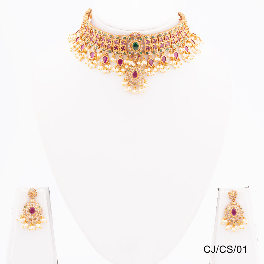 Chiccharm Jewellery Brass and Copper Rajwadi Choker Set