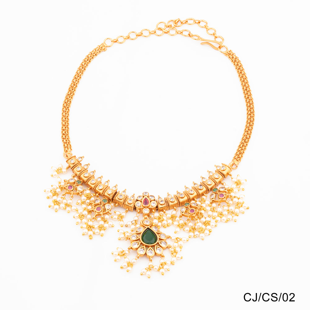 Chiccharm Jewellery Brass and Copper Rajwadi Choker Set