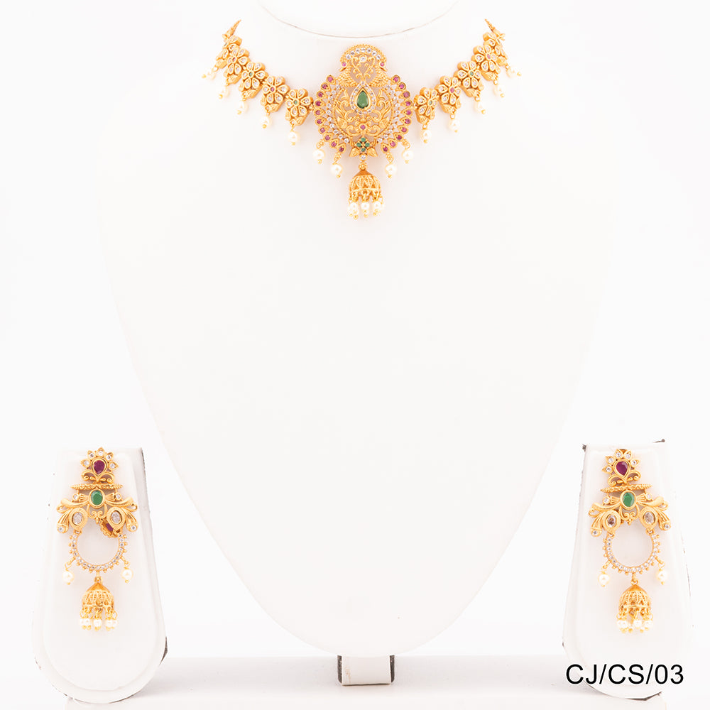 Chiccharm Jewellery Brass and Copper Rajwadi Choker Set