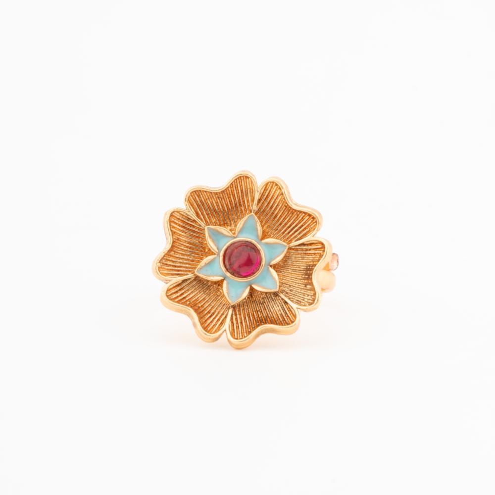 ChicCharm Jewellery Brass Gold Plated Synthetic Stone And Meenakari Rings