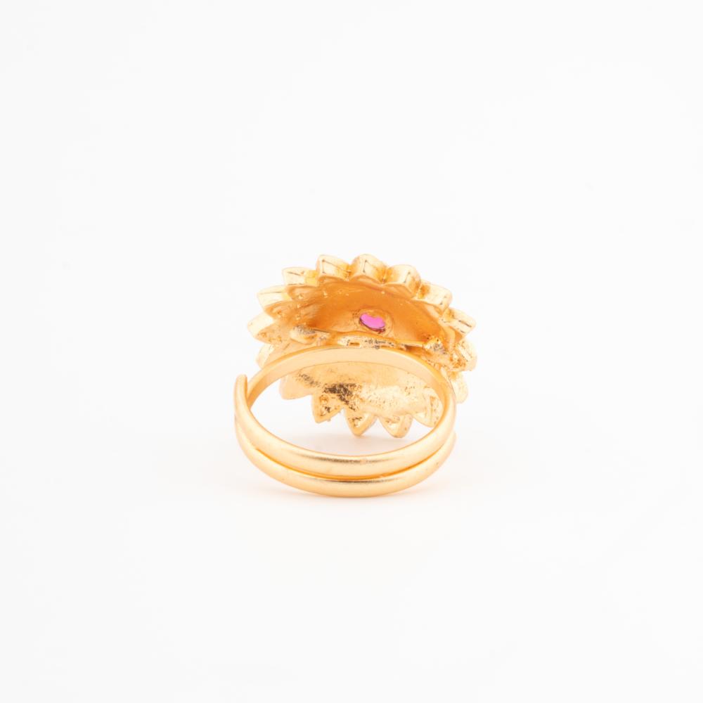 ChicCharm Jewellery Brass Gold Plated Synthetic Stone And Meenakari Rings