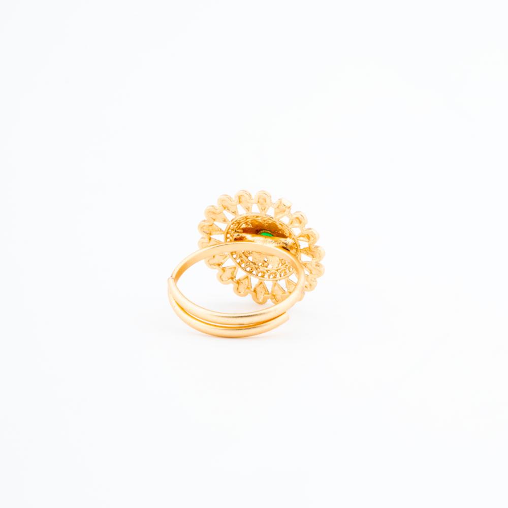 ChicCharm Jewellery Brass Gold Plated Synthetic Stone And Pearls Rings