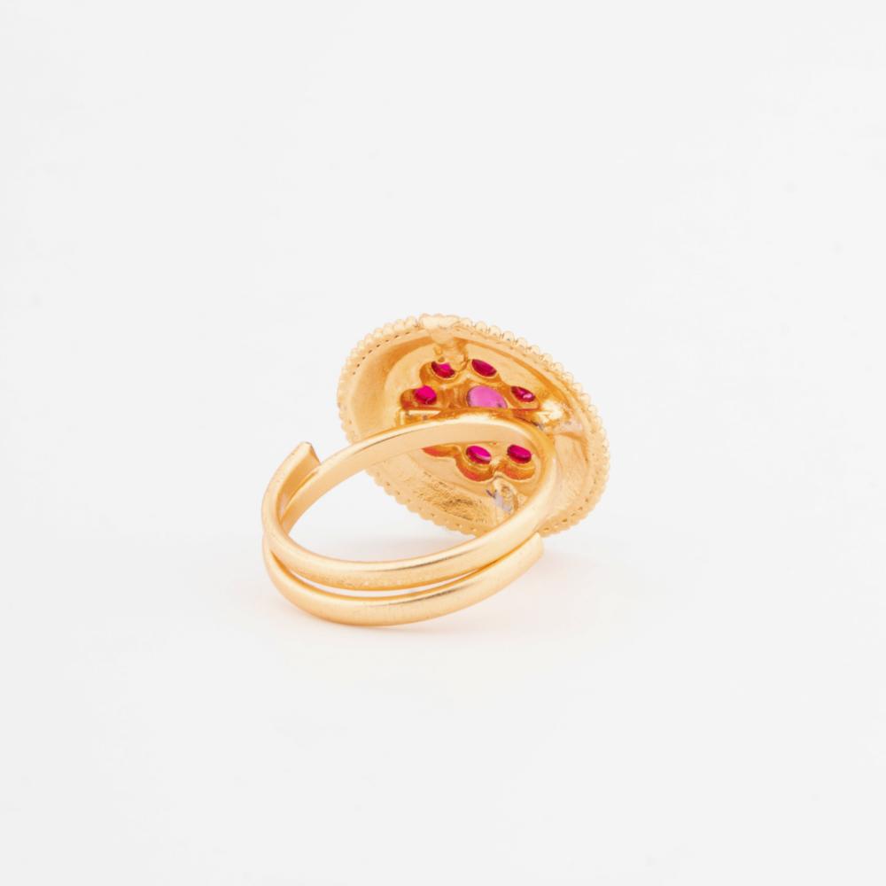 ChicCharm Jewellery Brass Gold Plated Synthetic Stone And Meenakari Rings