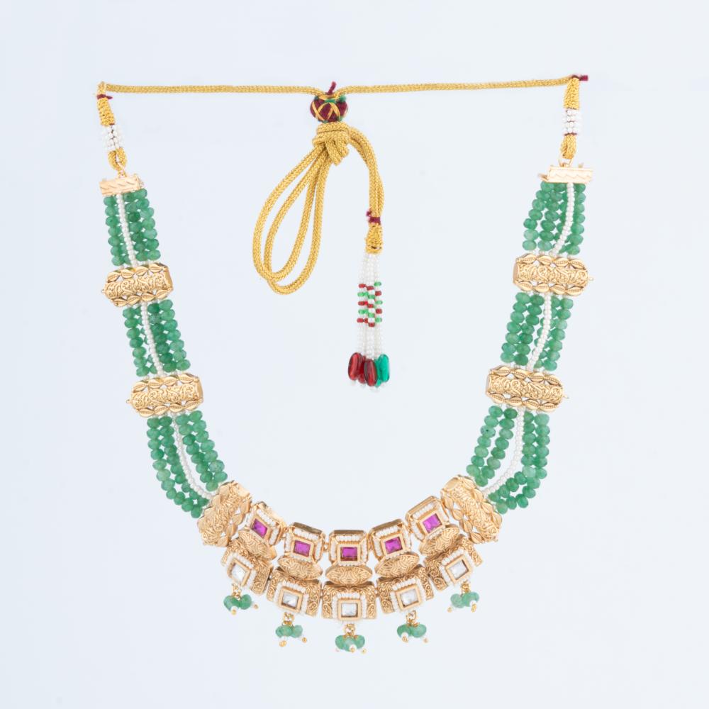 ChicCharm Jewellery Brass And Copper Gold Plated Rajwadi Necklace Set