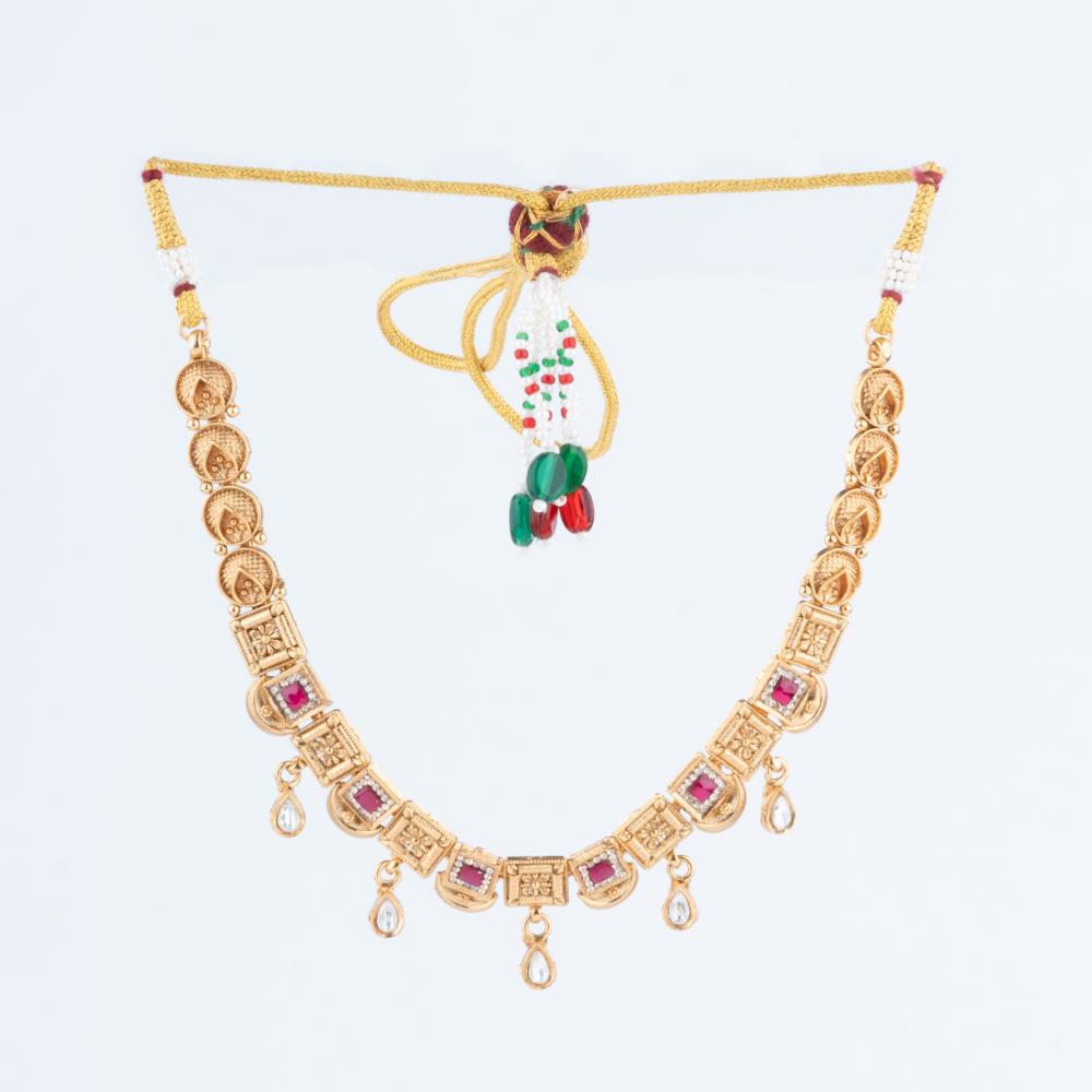 ChicCharm Jewellery Brass And Copper Gold Plated Rajwadi Necklace Set