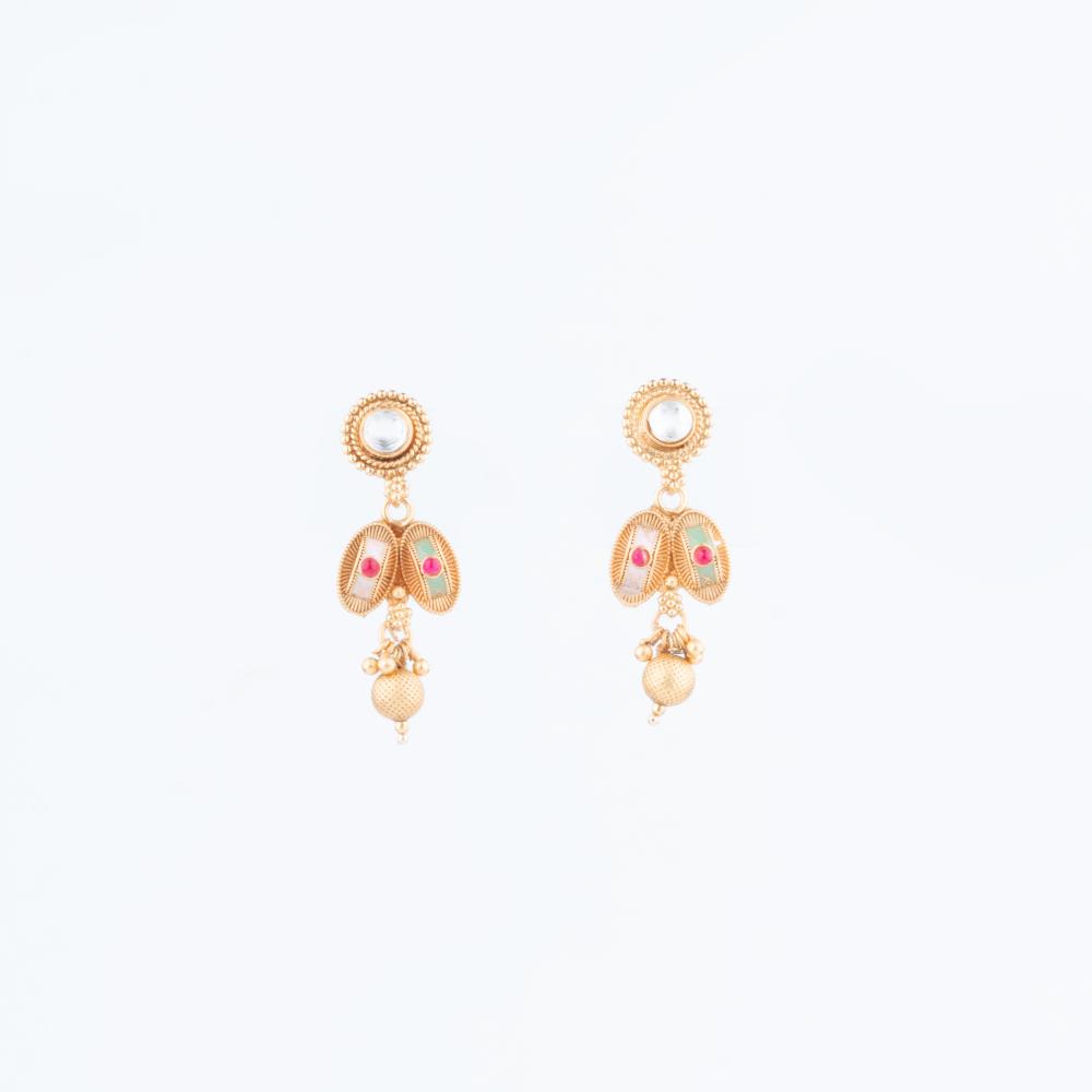 ChicCharm Jewellery Brass And Copper Gold Plated Rajwadi Meenakari Necklace Set