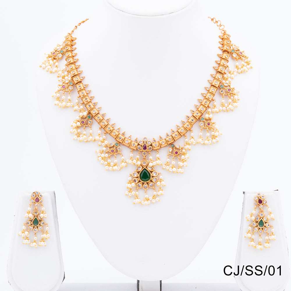 Chiccharm Jewellery Brass and Copper Rajwadi Temple Hasli Necklace Set