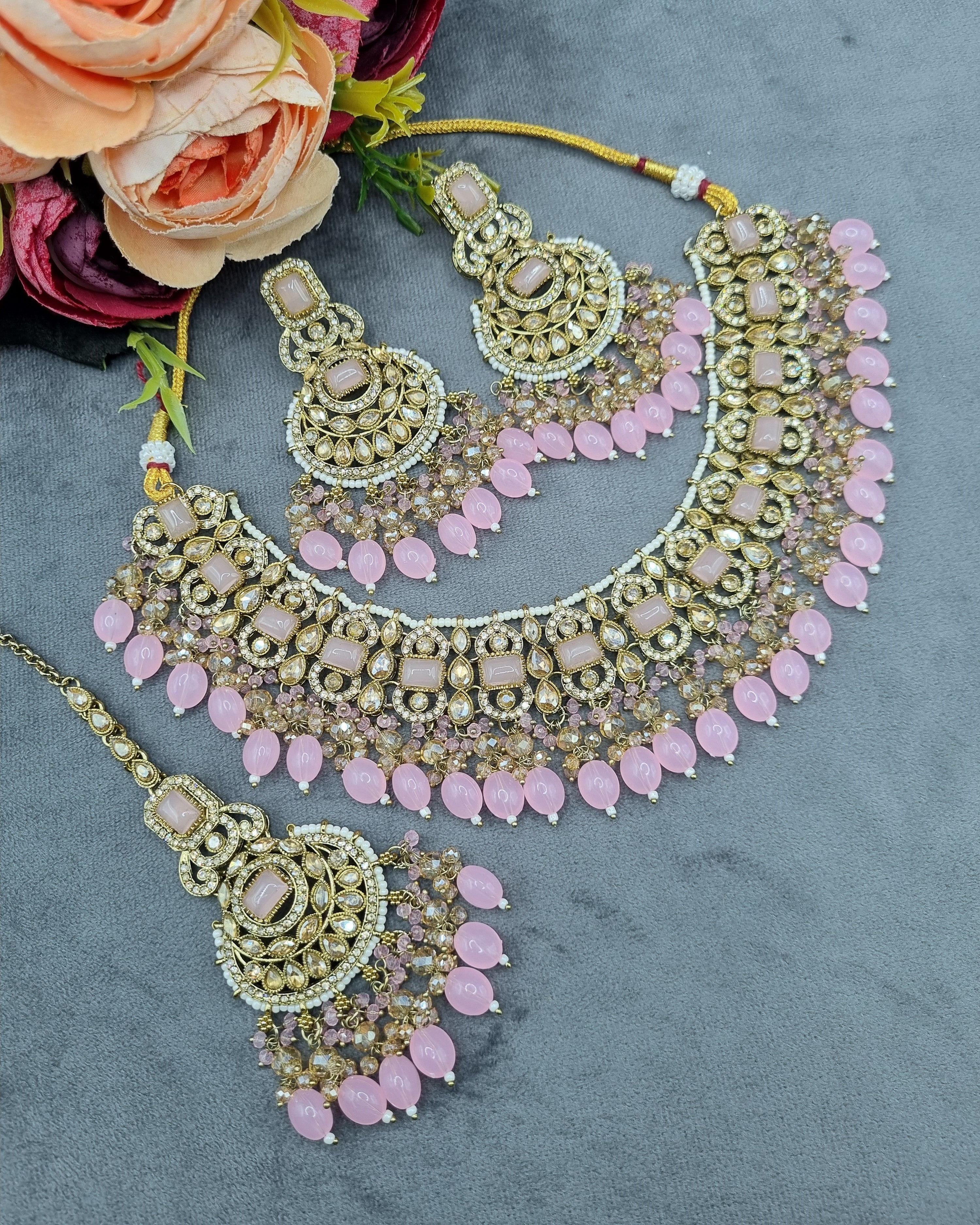 LAFZ Crystal Jewelry Set with Earrings & Maang Tikka - CK1693