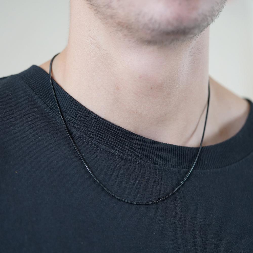 Mahi Exclusive Black Silver Long Chain for Men and Boys (CN1100231B)