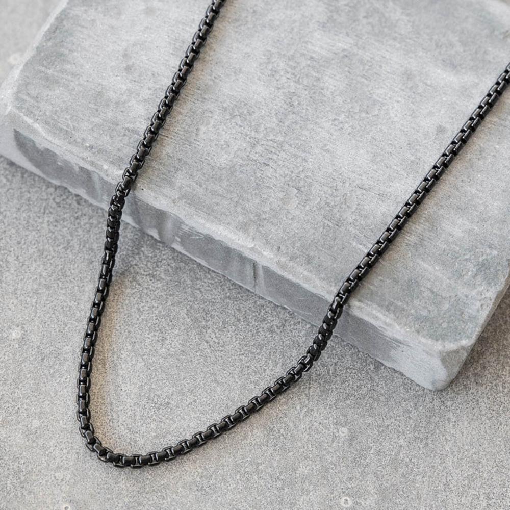 Mahi Black Silver Exclusive Box Chain for Men and Boys (CN1100234B)
