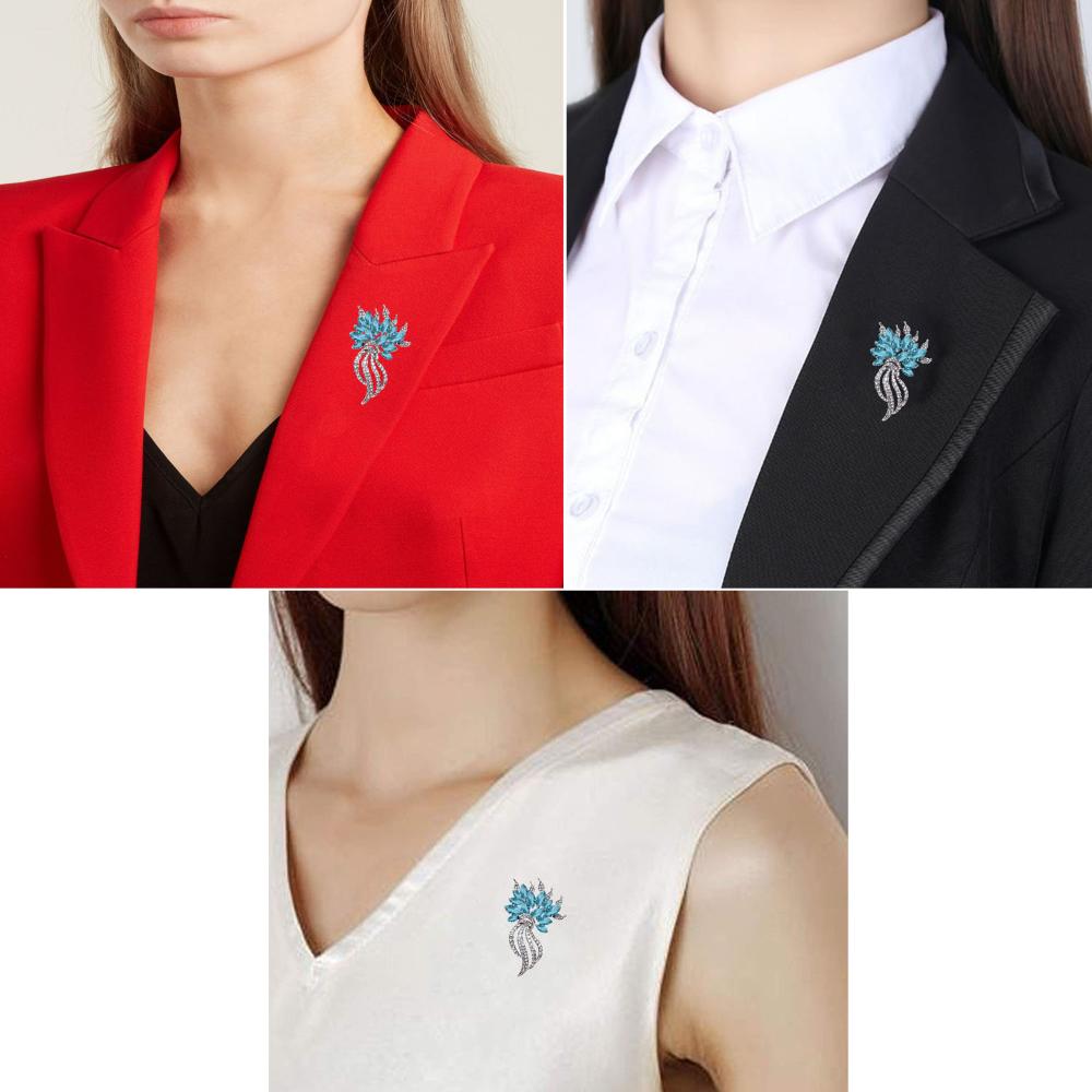 Mahi Combo of Aqua Blue and white Crystals with Rose Gold & Rhodium Plating Wedding Brooch for Women (CO1105630M)