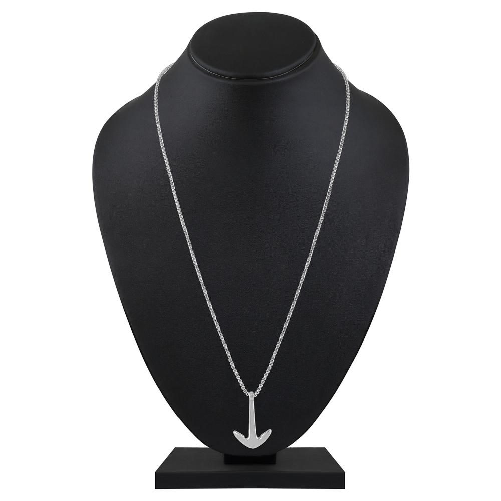 Mahi Combo of Gold & Rhodium Plated Unisex Ship Anchor Necklace Pendant with Box Chain (CO1105633M)