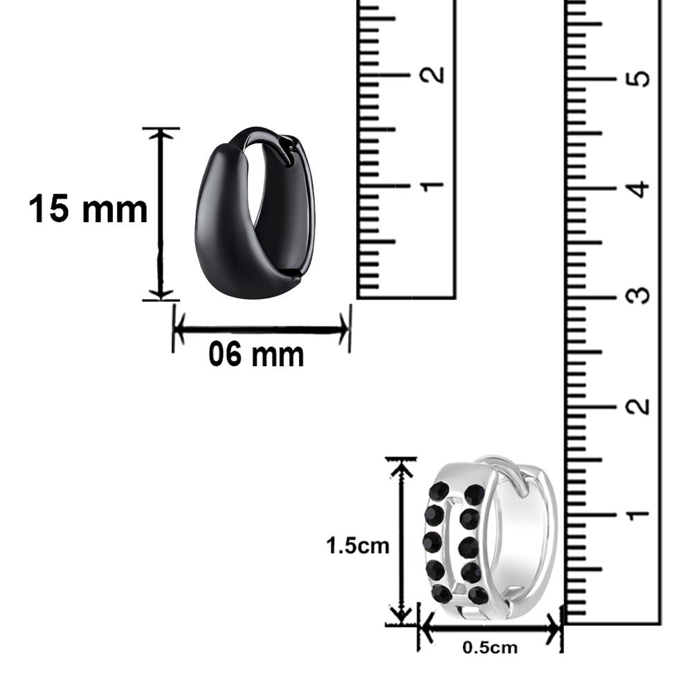 Mahi Combo of Black Gun Metal & Rhodium Plated Mens Bali Earrings Pairs with Crystals (CO1105637M)