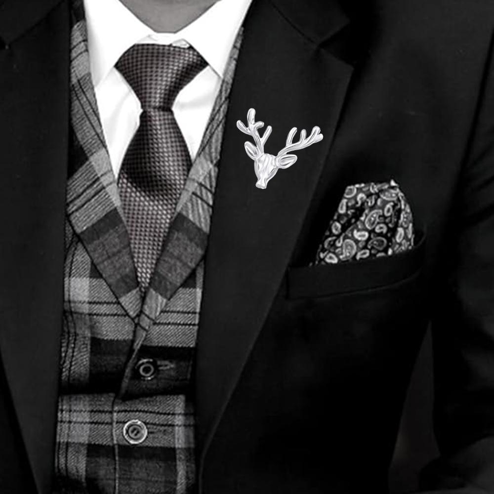 Mahi Combo of Deer-Face Shaped Wedding Brooch/Lapel Pin for Men (CO1105668M)
