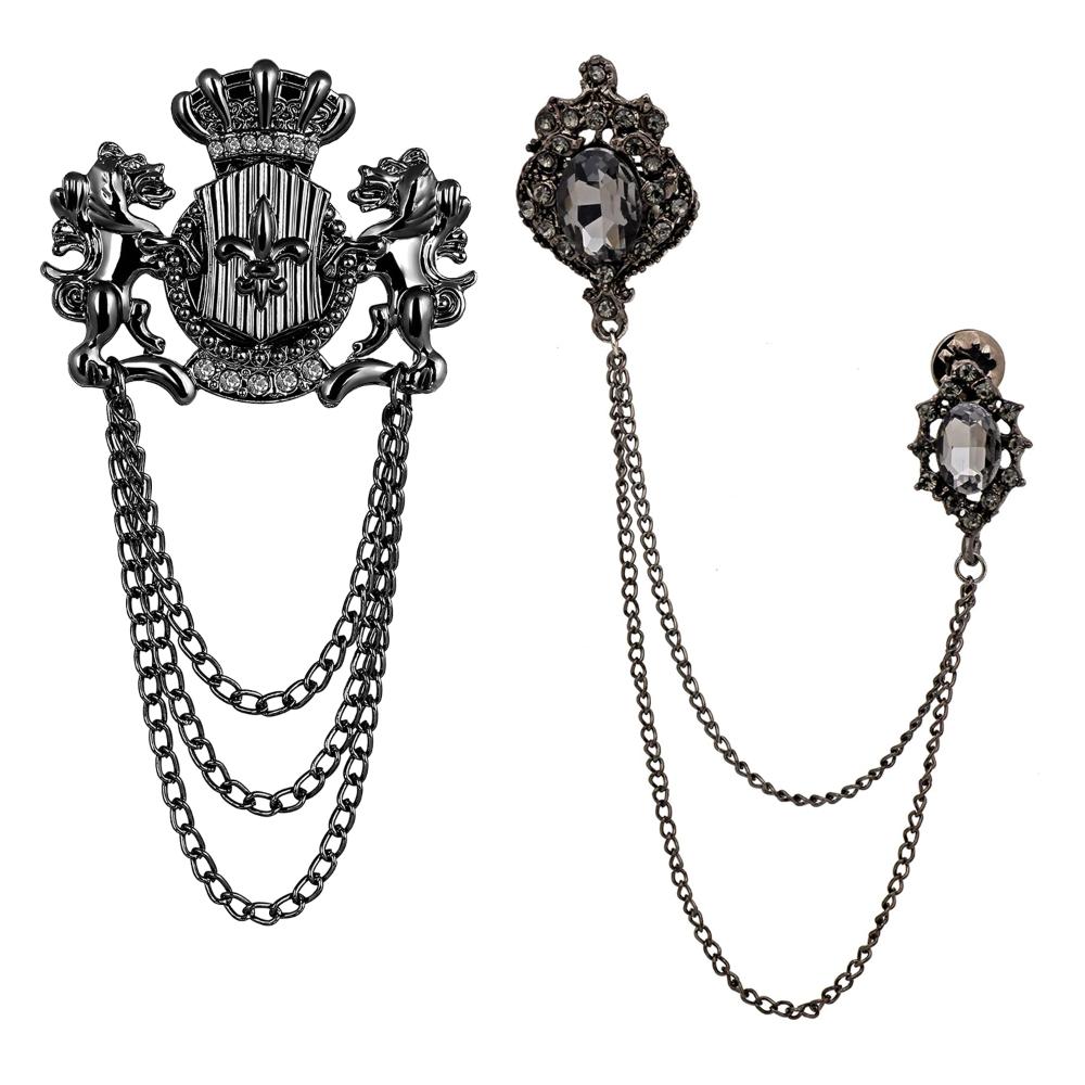 Chain Suit Jacket Lapel Pin Lapel Chain 3PCS Men's Brooch Suit Pin
