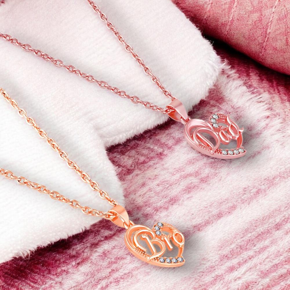 Mahi Combo of Dad and Bro Heart Pendant with Crystal for Women (CO1105752Z)
