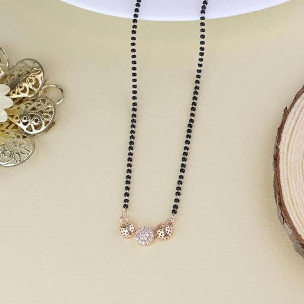 Black Beads One Diamond Mangalsutra Design Etnico Rose Gold