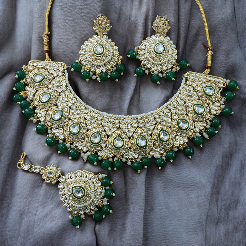 Gehana Mahal Gold Plated Kundan Stone Choker Necklace Set