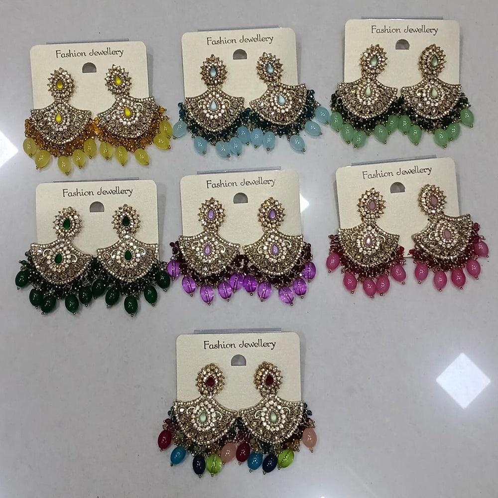 Midas Touch Pota Stone And Beaded Dangler Earrings for Women (Assorted Designs)