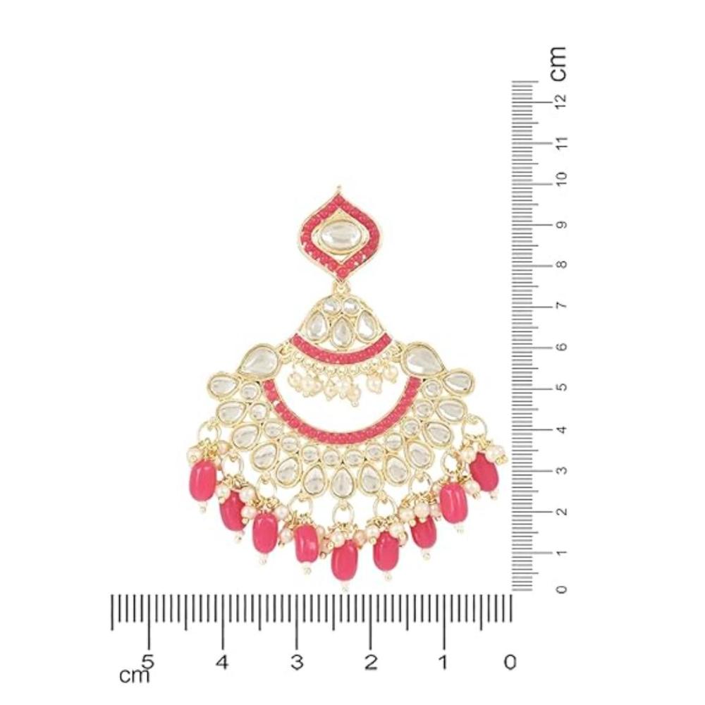 Etnico Gold Plated Traditional Kundan & Pearl Chandbali Earrings for Women (E3024Q)