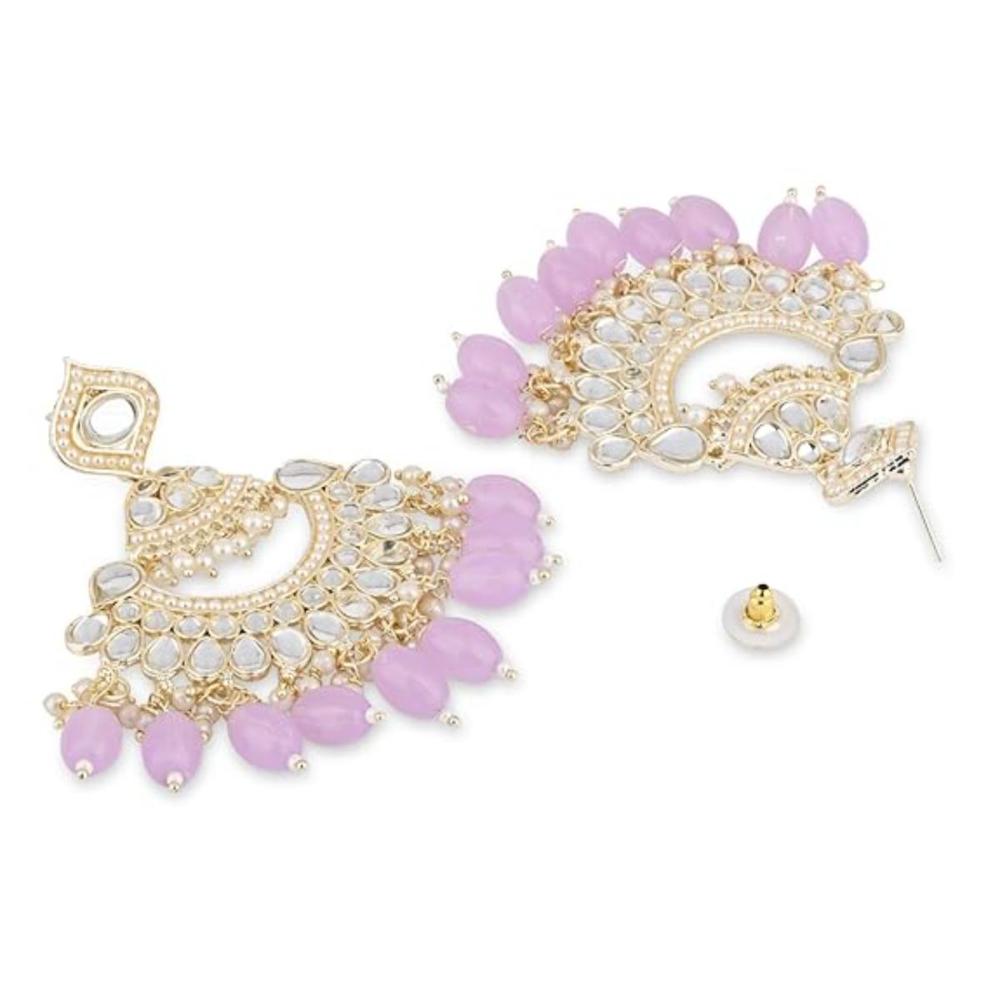 Etnico Gold Plated Traditional Kundan & Pearl Chandbali Earrings For Women (E3025Pu-1)