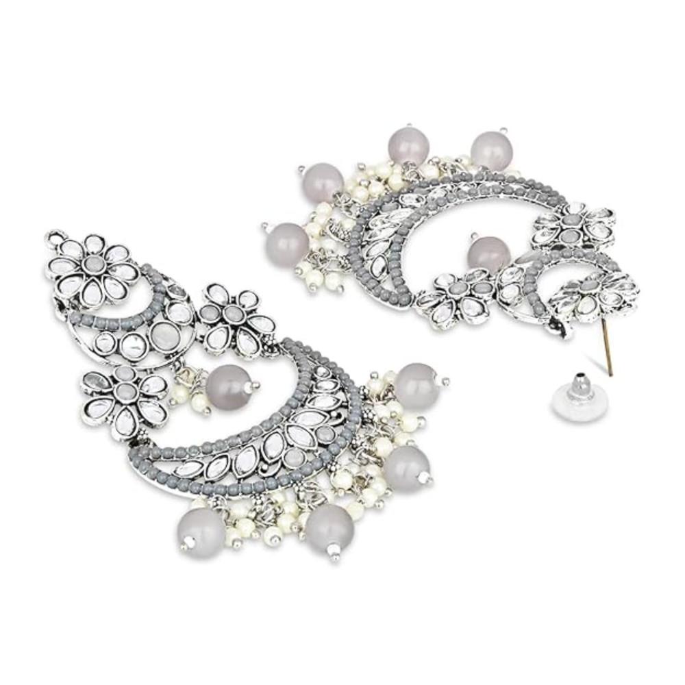 Etnico Gold Plated Traditional Handcrafted Pearl Kundan Beaded Chandbali Earrings for Women/Girls (Style 3)