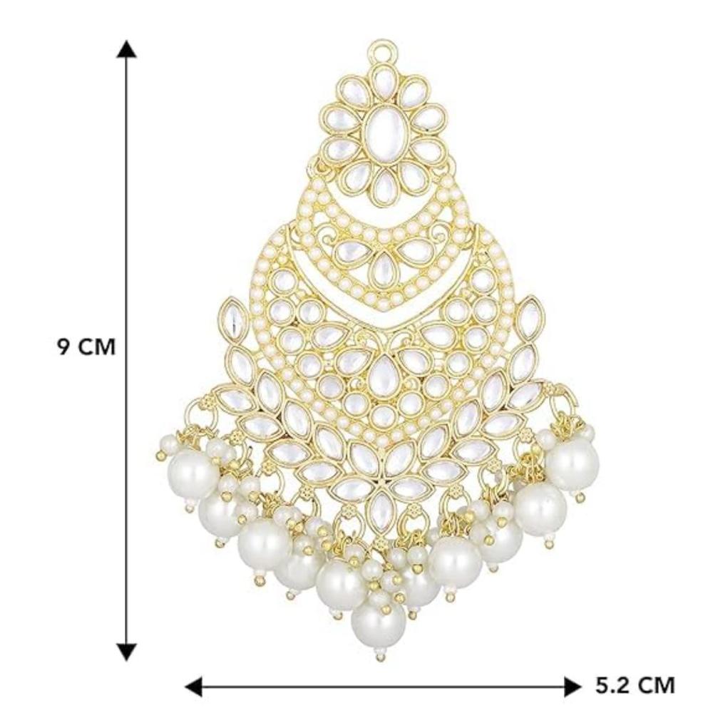 Etnico Gold Plated Traditional Handcrafted Pearl Kundan Beaded Chandbali Earrings for Women/Girls (E3033W)