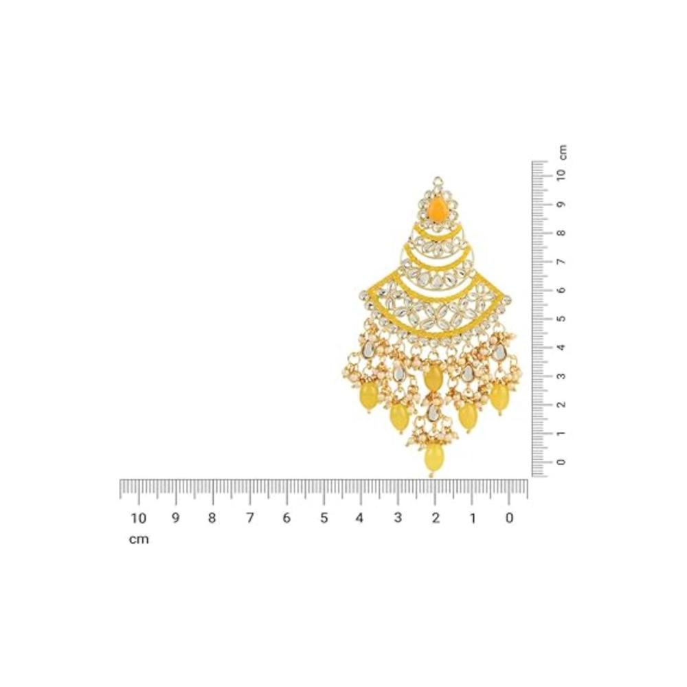 Etnico Gold Plated Traditional Handcrafted Pearl Kundan Beaded Chandbali Earrings for Women/Girls (E3055Y)