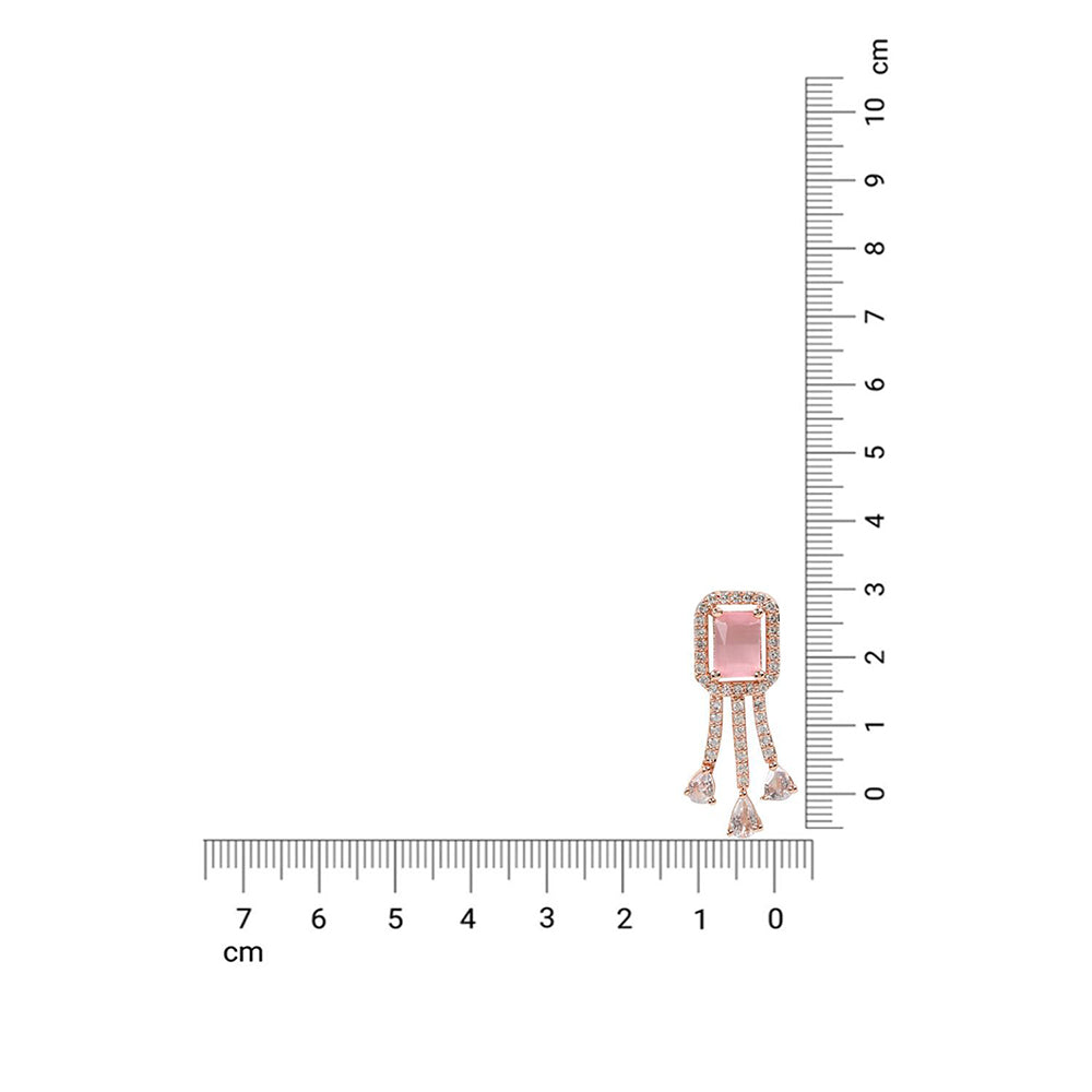 Etnico Valentine's Special Rose Gold Plated Pink CZ & American Diamond Beautiful Studs Earrings for Women /Girls (E3067Pi)