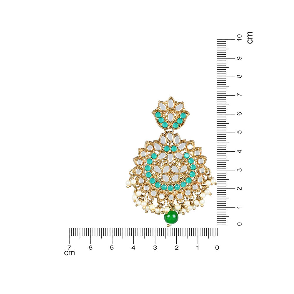 Etnico Gold Plated Traditional Kundan & Stone Studded Chandbali Earrings For Women(E3078G)
