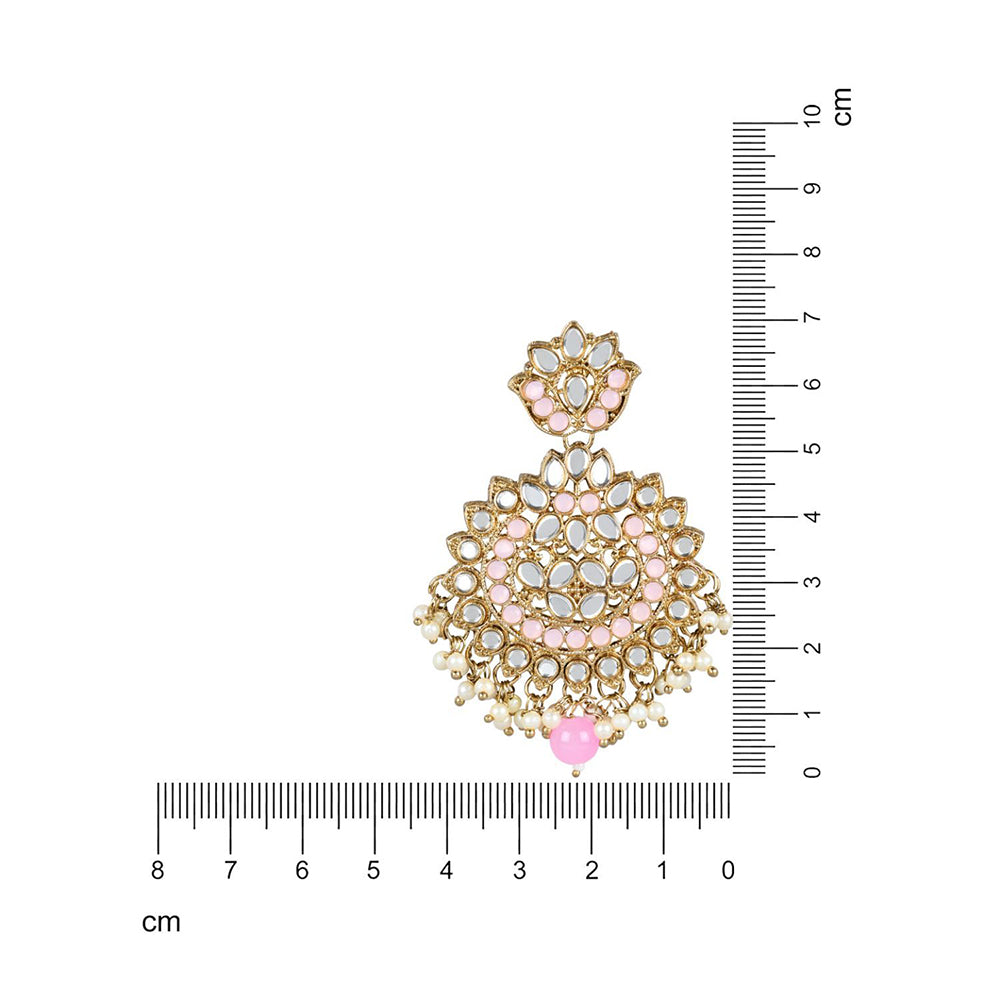 Etnico Gold Plated Traditional Kundan & Stone Studded Chandbali Earrings For Women(E3078Pi)