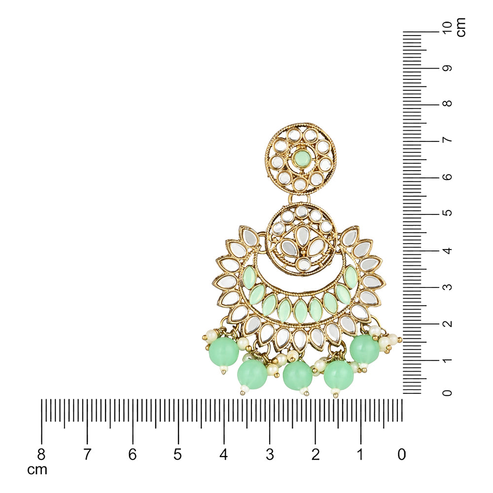 Etnico Gold Plated Traditional Kundan & Stone Studded Chandbali Earrings For Women(E3079Min)