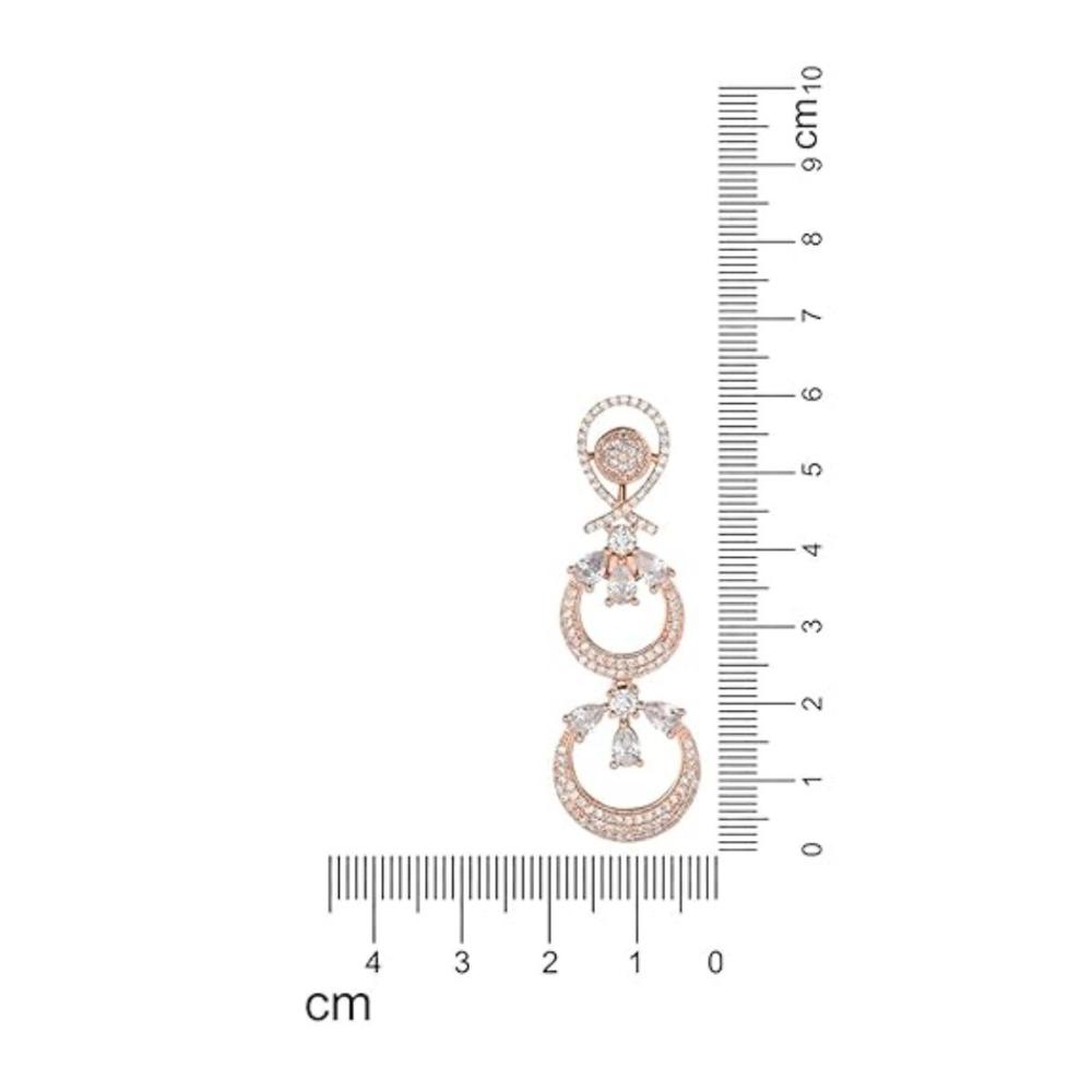 Etnico Stylish Latest Fashion Rose Gold Plated Glittering Crystal AD Stone studded Earrings for Women & Girls (E3087RG)