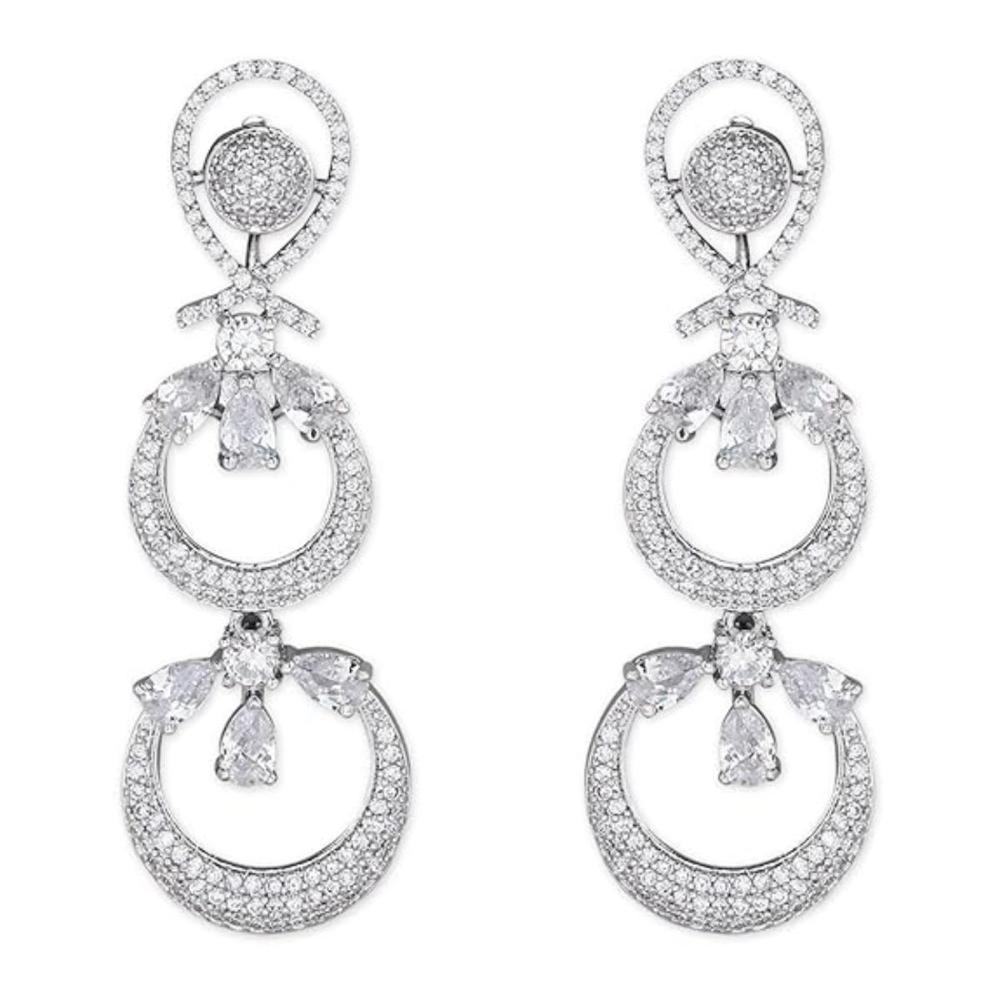 Etnico Stylish Latest Fashion Rose Gold Plated Glittering Crystal AD Stone studded Earrings for Women & Girls (E3087S)