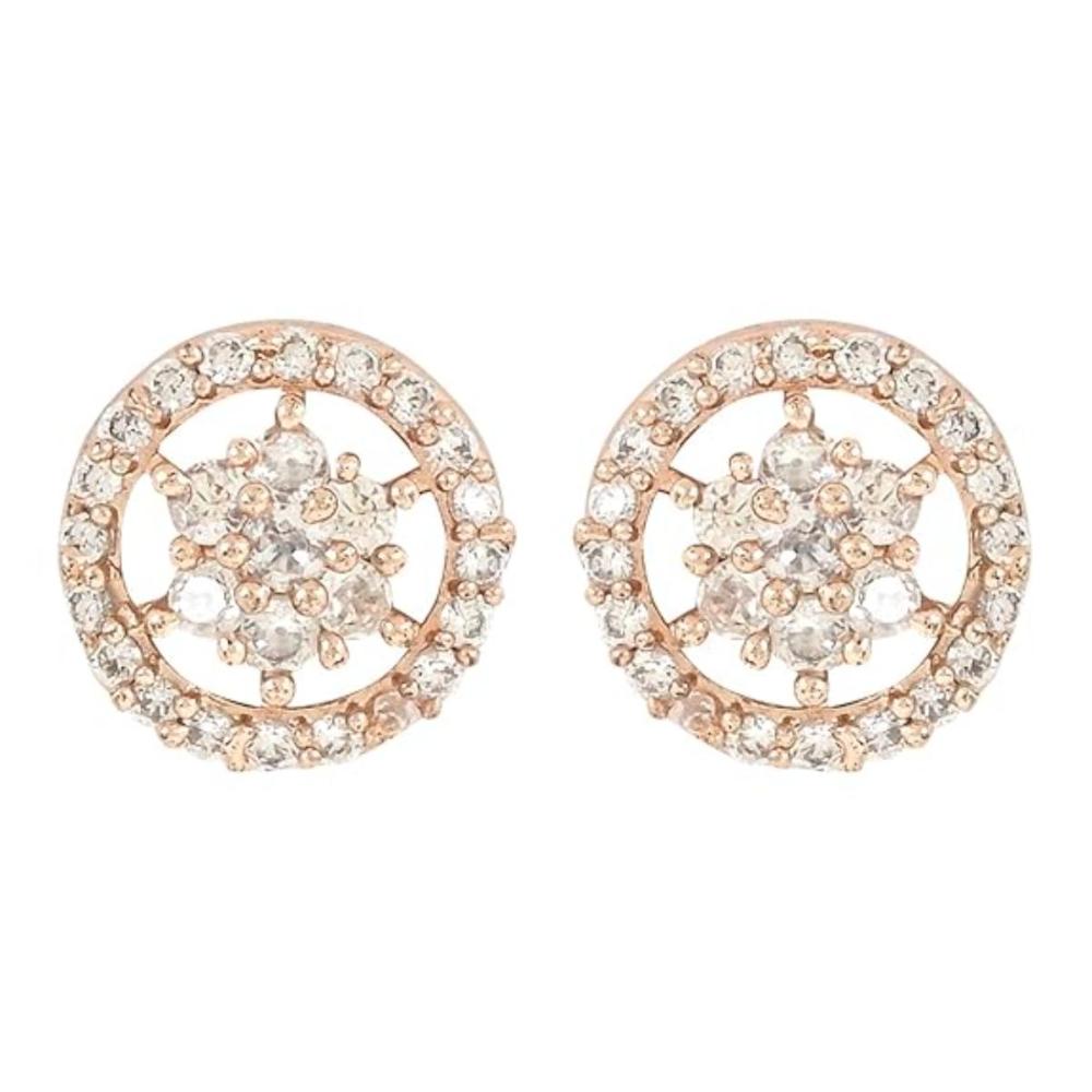 Etnico Stylish Latest Fashion Rose Gold Plated CZ and American Diamond Fashionable Look Stud Earrings For Women/Girls (E3108RG)
