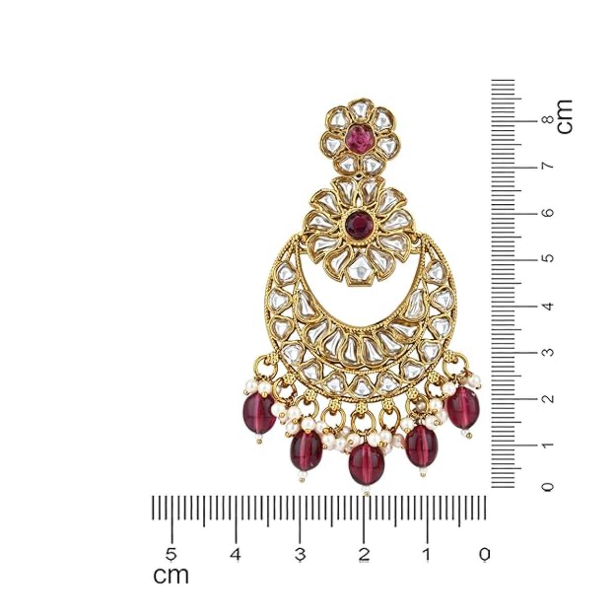 Etnico Gold Plated Traditional Handcrafted Kundan Pearl Floral Design Earrings For Women/Girls