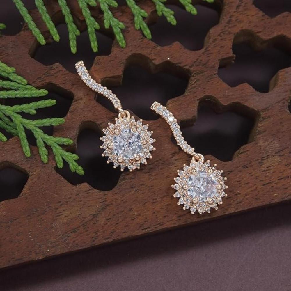 Diamond Pendant Rose Gold Diamante Stud Earrings Etnico Stylish
