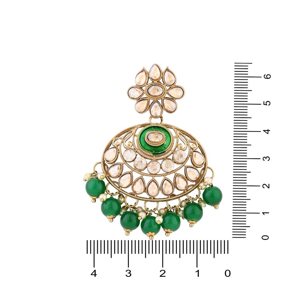 Etnico Gold Plated Traditional Meenakari Kundan & Pearl Chandbali Earrings For Women (E3256G)