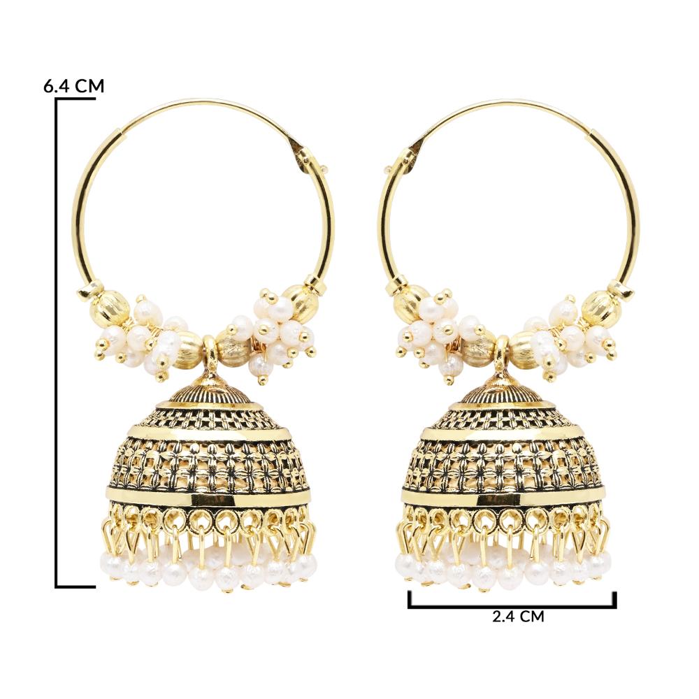 Etnico Gold Plated Afghani Jhumka Earrings For Women (E3291FL)