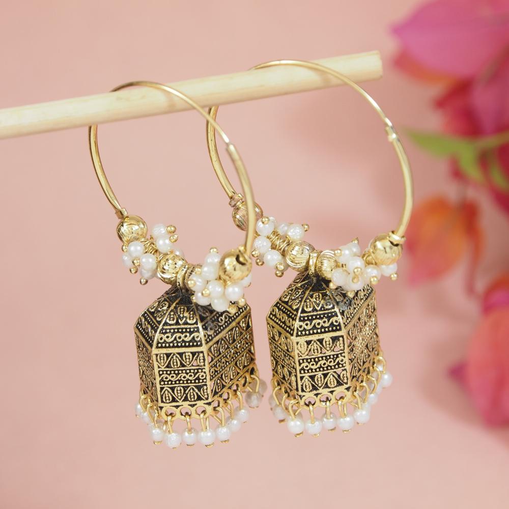 Etnico Gold Plated Jhumka Earrings For Women (E3292FL)