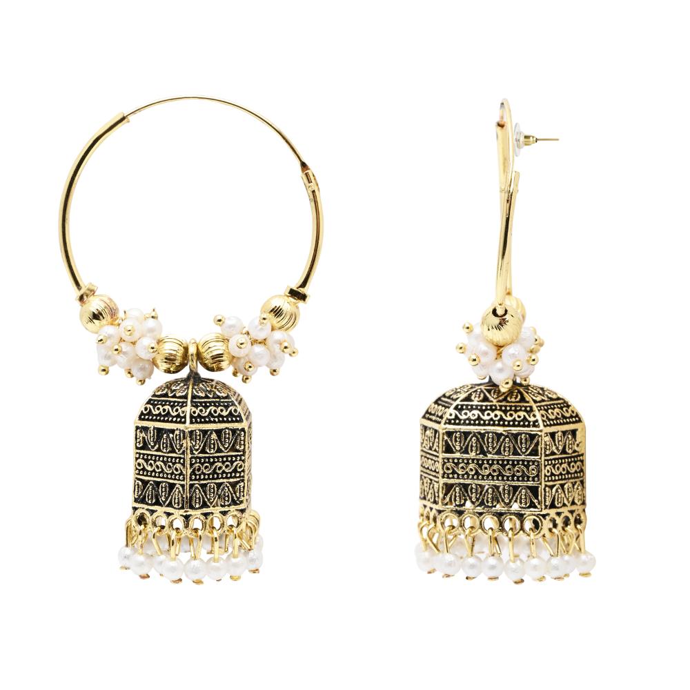 Etnico Gold Plated Jhumka Earrings For Women (E3292FL)