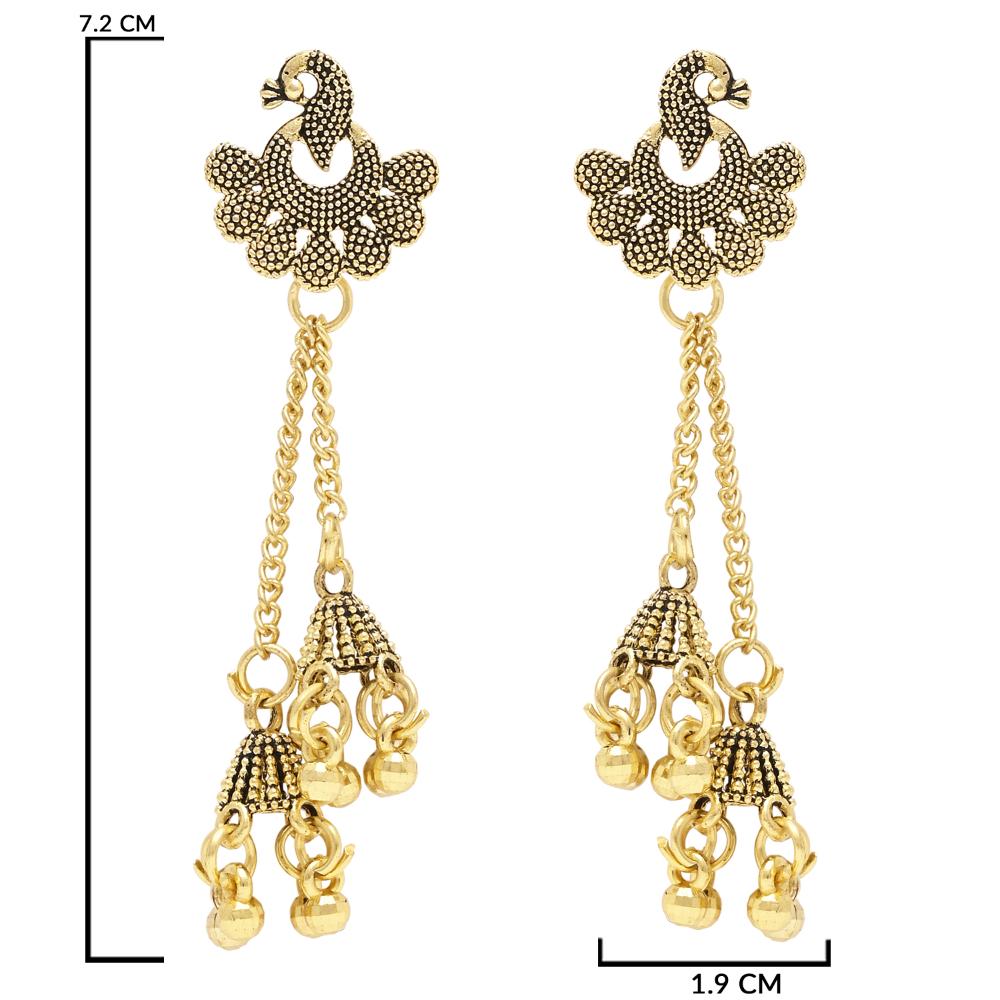 Etnico Gold Plated Traditional Chain Earrings For Women (E3293FL)