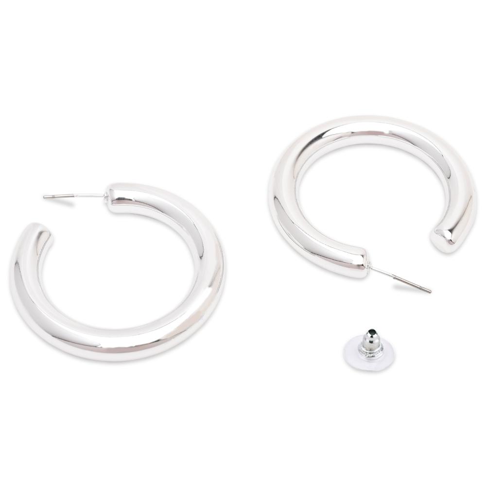 Etnico Silver Plated Small Fancy Half Hoop Earrings For Women (E3301S)
